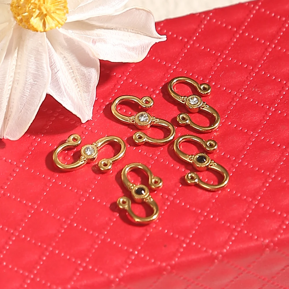 6 قطعة 18K مطلية بالذهب S على شكل مجوهرات المشابك الفولاذ المقاوم للصدأ السنانير موصلات ل عقد دي اي واي سوار صنع لوازم بالجملة #3