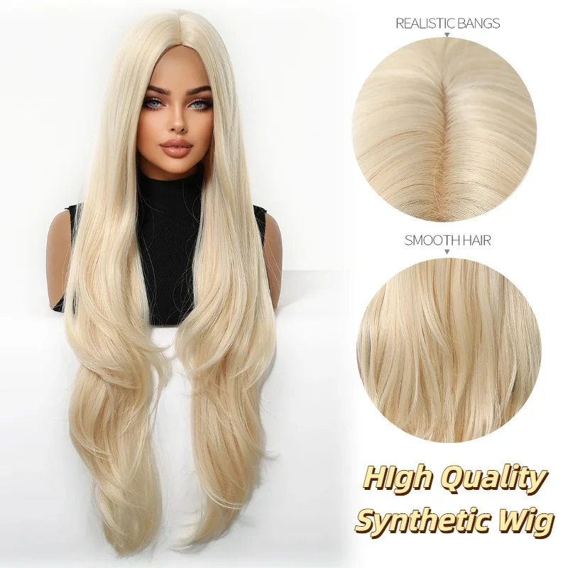 شقراء يونيكورن الذهبي شقراء الطبقات الجزء الأوسط طويل متموج شعر مستعار اصطناعي للنساء مقاومة للحرارة الطبيعية المظهر اليومي الطرف #2