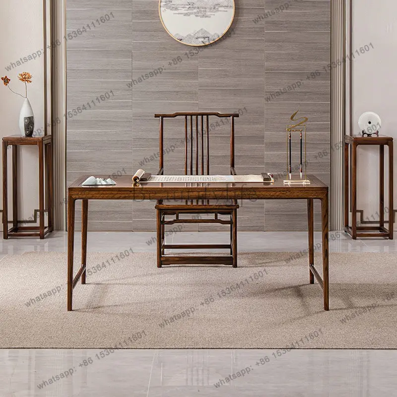 

Современный простой письменный стол из цельного дерева. Новый китайский офисный компьютерный стол.