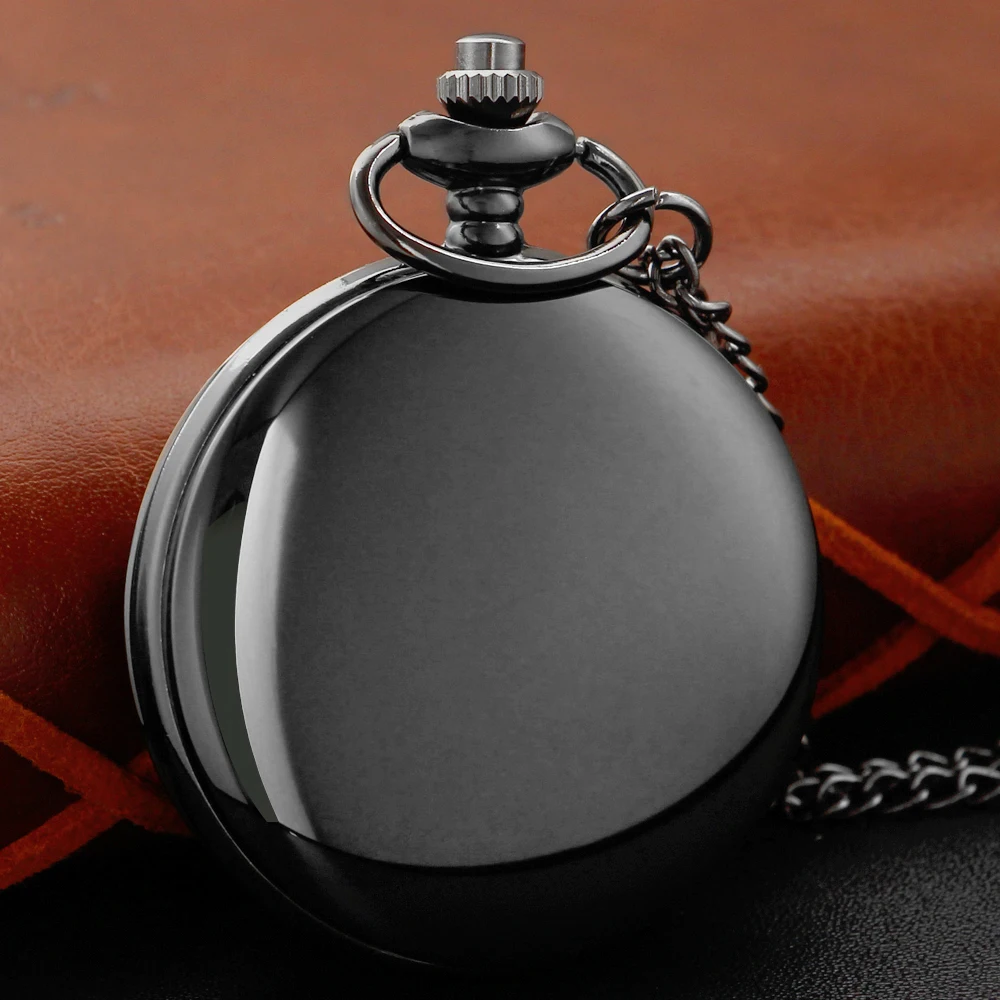 Vintage Classic Pirate Emblem Commemorative Gift Black Fashion Necklace Pendant with Quartz Pocket Watch