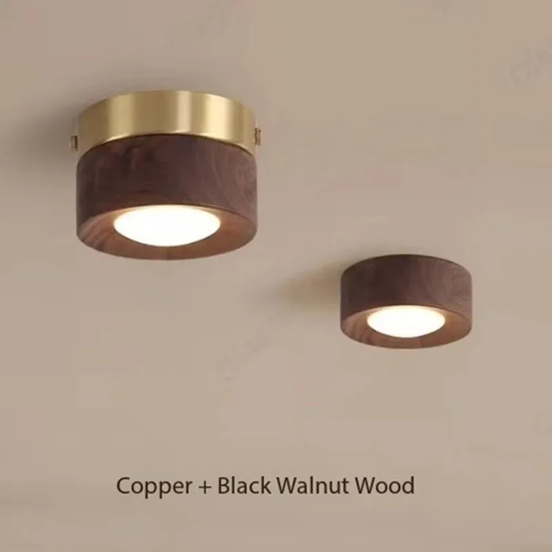 

Walnut Wood Brass Downlight Ceiling Light Fixture Spotlight for Living Dining Room Kitchen Island Corridor Aisle LED Bedroom
