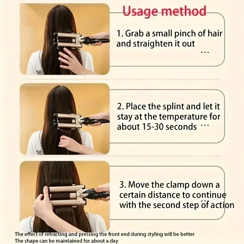 1PC-3-Barrel Design Creates Natural Curls, Overheat Protection, Dual Voltage (110V-240V), Professional Use