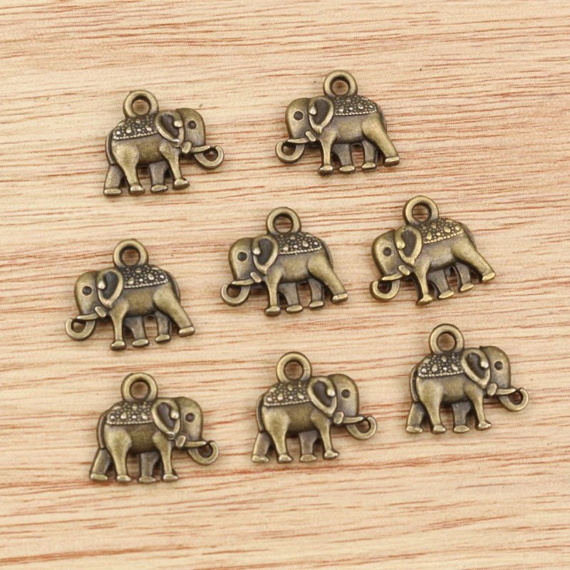 10pcs 13x12mm Charms double sided elephant Tibetan Silver Plated Pendants Antique Jewelry Making DIY Handmade Craft