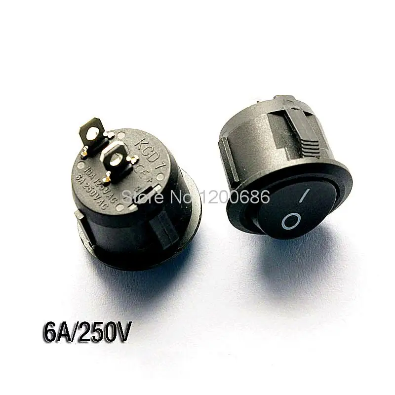 

Round type switch KCD1 105 Black 2 foot 2 files Rocker switch 10A / 125V 6A / 250V