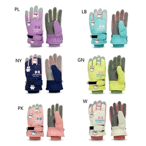 N80C Winter Mittens Kids Ski Gloves Waterproof Thermal Gloves with Cartoon Pattern