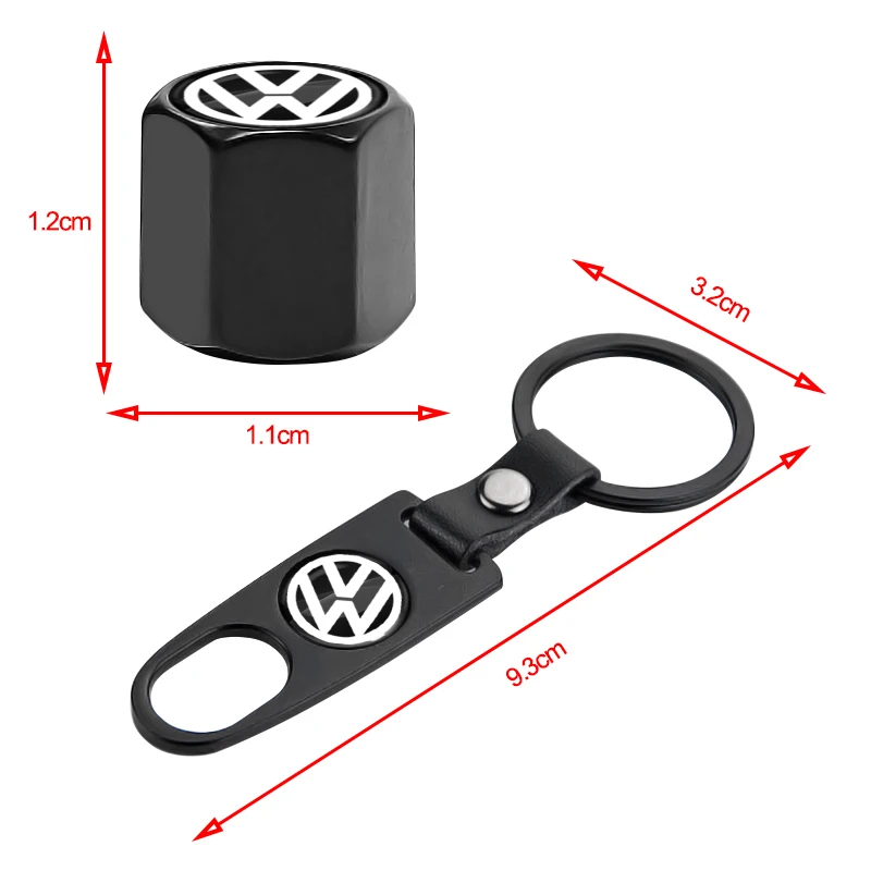 Car Keychain Keyring Tire Valve Cap Car Styling Accessories For Volkswagen Golf-5 6 7 Bora Jetta POLO MK4 MK6 Bora Passat B5 B6