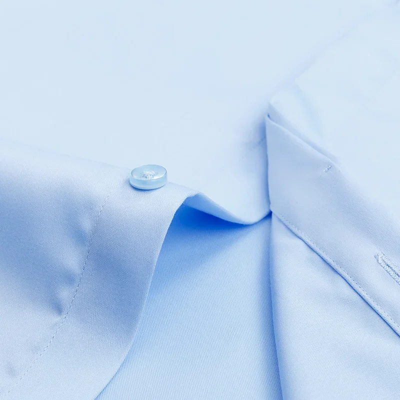 2026 Iron Free French Cufflink Long Sleeves Slim Fit 100% Cotton  Men\'s Concealed Buttons Solid Color High-end Wedding Dress