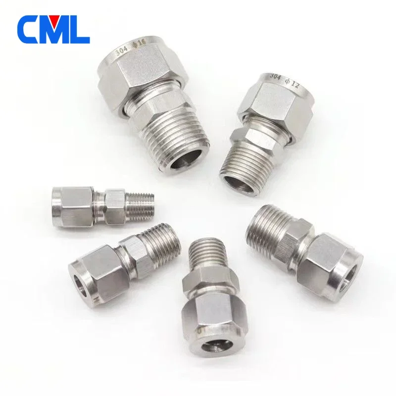 Conector de compressão de virola dupla de aço inoxidável SS 304, tubo de 6mm 8mm 10mm 12mm para 1/8 \