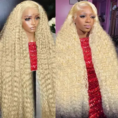 Perruque Lace Frontal Wig naturelle ondulée HD, cheveux humains, 30 40 pouces, bouclés, blond miel 613, vague d'eau, 13x4, pour femmes, 250%, pour femmes