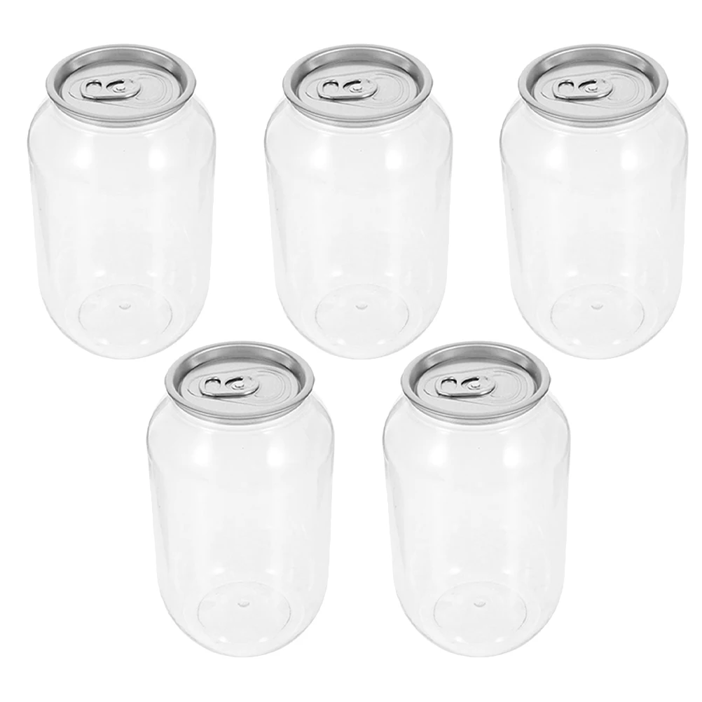 

5 PCS Cans Empty Juice Containers Cold Drinks Bottles Plastic Disposable Water Milk