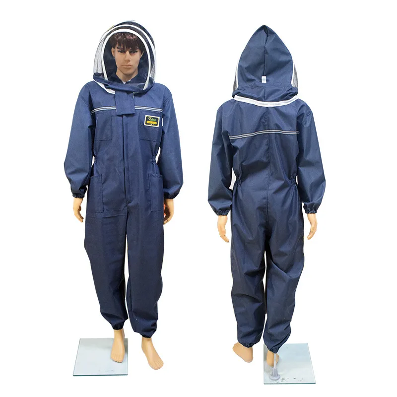 

Blue Full Set Bee Protection Suit Breathable One Piece Bee Picking Protective Suit Full Body Beekeeping Peak Protection Suit