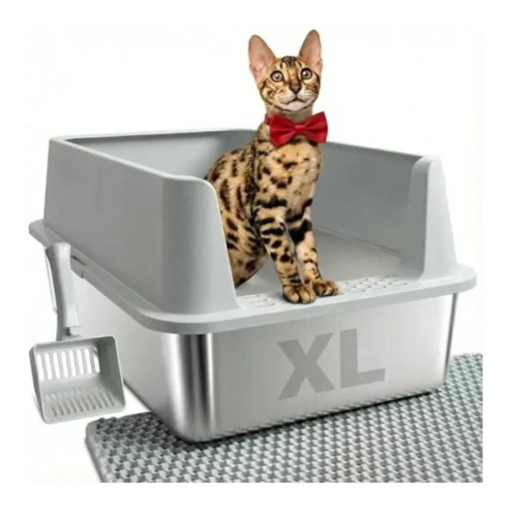 

Металлический лоток для кошачьего туалета XL с крышкой, высокими бортиками, очень большой, для кошек