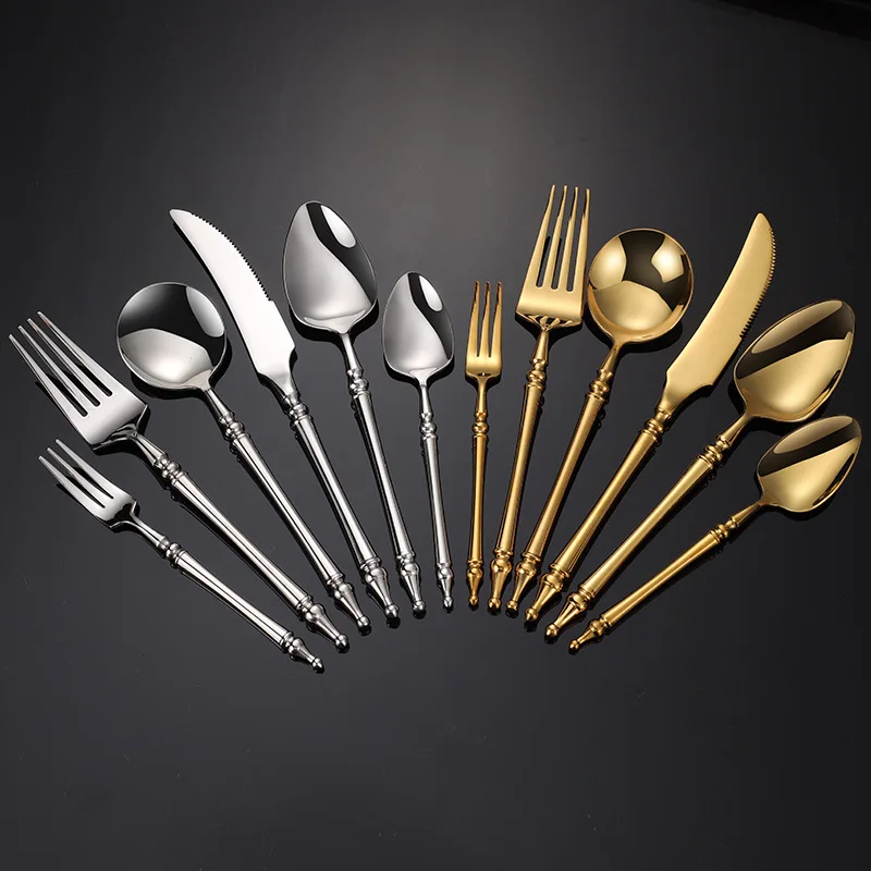

Stainless Steel Knife, Fork and Spoon Set Hotel Restaurant Home Steak Knife Western Food Tableware