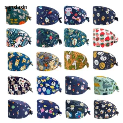 Men Women Cartoon Print Chef Hat Restaurant Kitchen Cooking Work Dust Hats Hotel Bakey Cafe Waiter Breathable Cap Lab Head Over