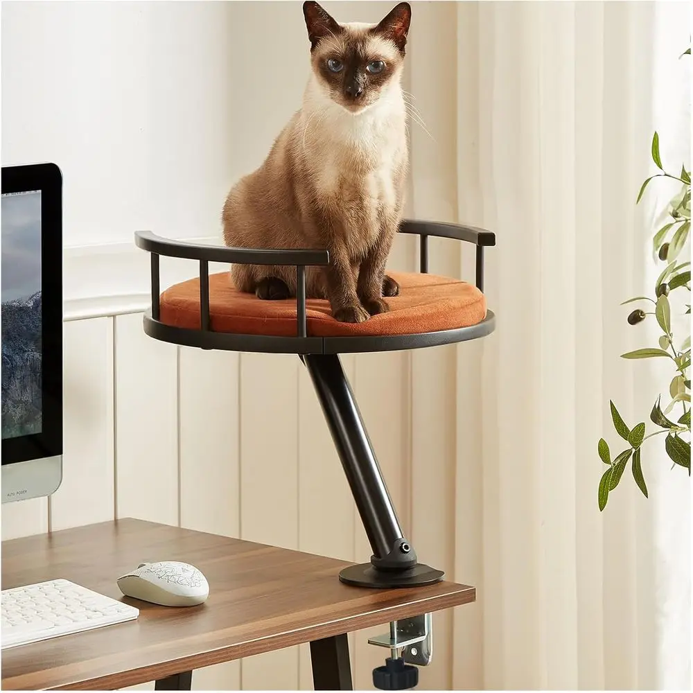 

Cat Desk Bed - Desktop Attachment Cat Perch or Home Oice, Spinnable Indoor Mounted Desk Bed, Elevated Nest or Work, Kitten urnit