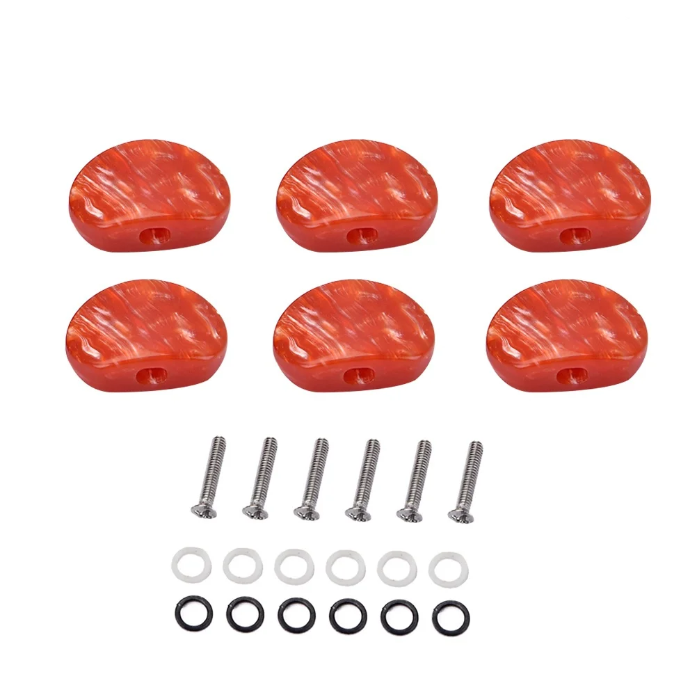 

6Pcs Vintage Guitar Pegs Set Strong Metal Body Red Acrylic Buttons Easy Install Acoustic Guitar Tuning Machine Heads