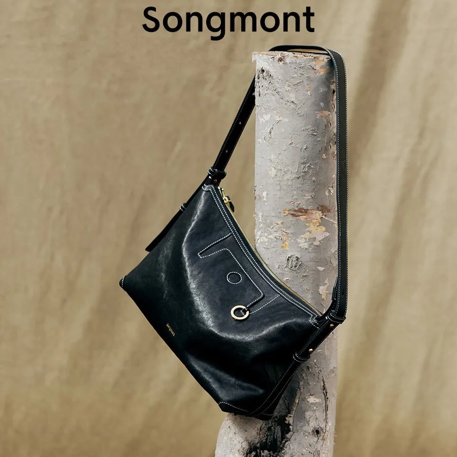 

Сумка-хобо Songmont Yamashita Yusatsu Track Series из кожи растительного дубления, женская сумка-пельмень для повседневного использования, на плечо