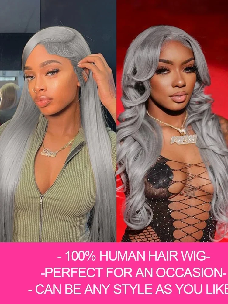 فضي رمادي ملون خصلات الشعر المستعار الإنسان الجسم موجة 13x6 HD الدانتيل الباروكات الأمامية موجة المياه ريمي الشعر البرازيلي تأثيري 613 باروكات الإنسان