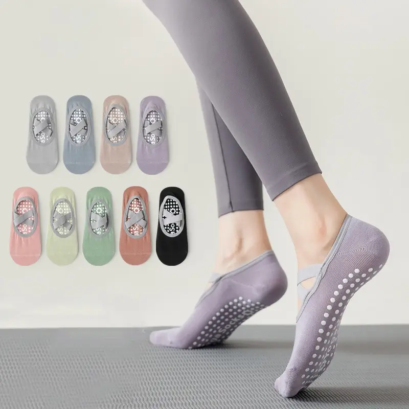 Women Yoga Socks Non Slip Grip Cotton Pilates Socks Ladies Ballet Dance Sports Socks Anti Slip Camping Fitness Ankle Gym Socks