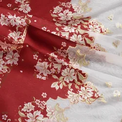 Ming System Mamian Skirt Fabric Lilies Jacquard Woven Handmade Ancient Wind Clothing Chinese Material Weaving Gold Hanfu 145x110