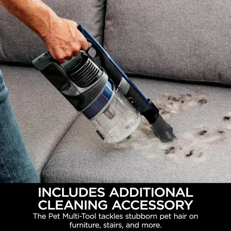 PMD4-Shark IX141 Pet Cordless Stick Vacuum XL كوب غبار، مصابيح أمامية LED، محمولة باليد قابلة للإزالة، أداة شقوق، وقت تشغيل 40 دقيقة، رمادي/Ir،