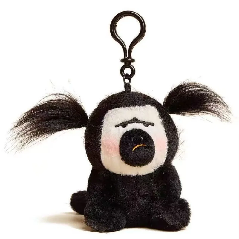 White Monk  Faced Monkey Pendant with Messy Hairstyle Creative Dolls Backpack Chartered Cars Keychains DIY Hairstyles Available