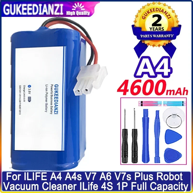 

Аккумулятор A 4, 4600 мАч для робота-пылесоса ILIFE A4 A4s V7 A6 V7s Plus V7sPlus, аккумуляторы ILife 4S 1P + бесплатные инструменты