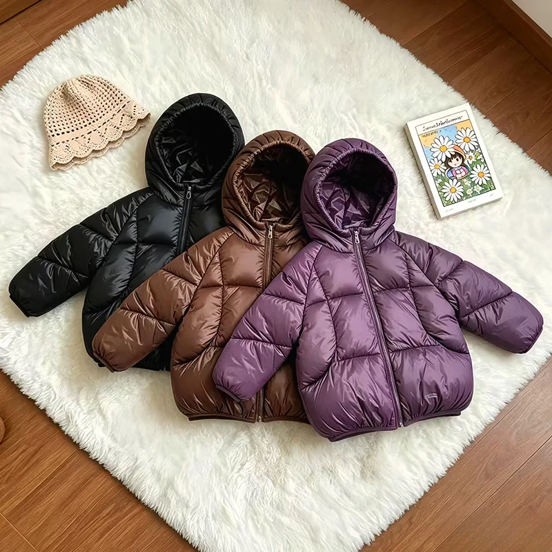 Neue Daunenjacke im koreanischen Stil für Babys von 2-6 Jahren, Winterjacke für Mädchen, Babykleidung für Jungen, leichte warme Baumwolljacke mit Kapuze. – Detail 9
