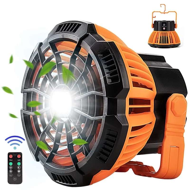 

USB Portable Rechargeable Adjustable Speed Lantern Camping Fan With LED Lights For Tent 7800mAh Battery Operated Powered