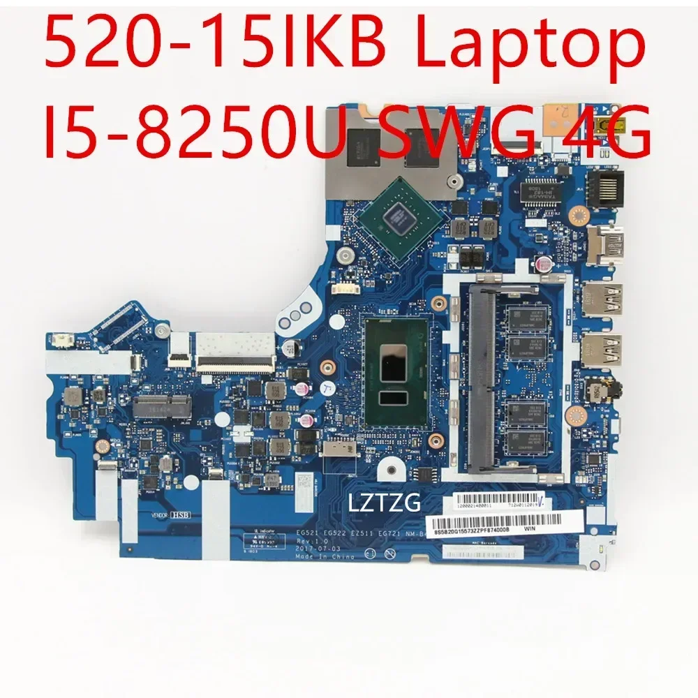 

Motherboard For Lenovo ideapad 520-15IKB Laptop Mainboard I5-8250U MX150 2G RAM 4G 5B20Q15573
