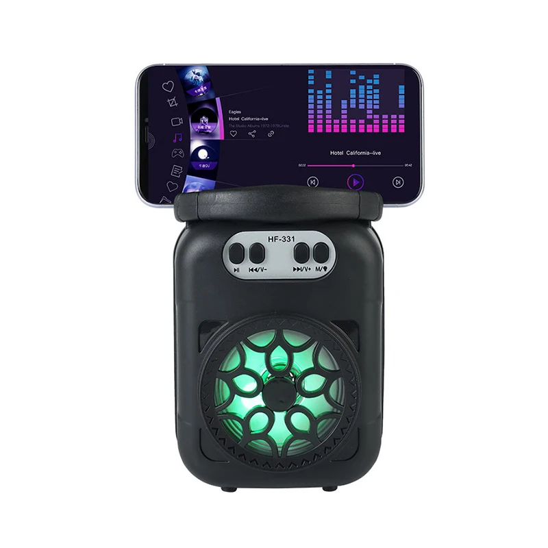 Outdoor Portable Wireless Speaker With RGB Atmosphere Lamp Mini Bluetooth Subwoofer Sound Box TF Memory Card U-Disk FM Radio