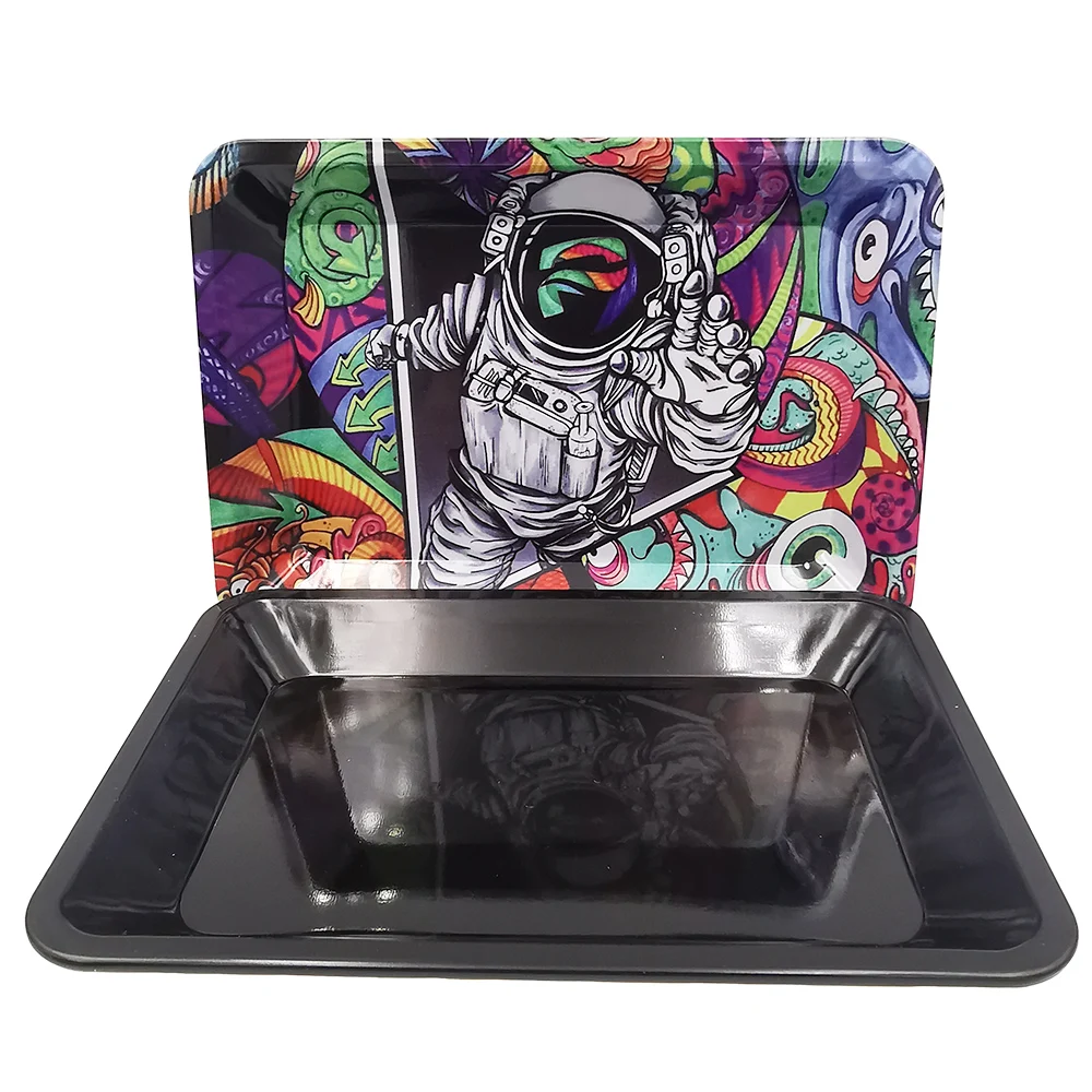 Rolling Tray 18*12.5CM Tobacco Metal Cigarette Smoking Accessories Herb Tinplate Plate Grinder Tools Various Pattern Designs