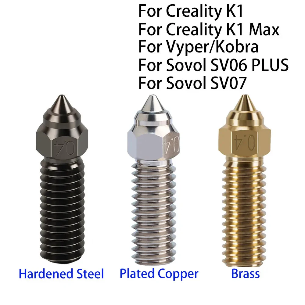 

Для Ender 3 V3 KE K1/k1 Max сопла CR-M4 сопла из закаленной стали, латуни с медным покрытием для Anycubic Kobra/Vyper 3D сопла