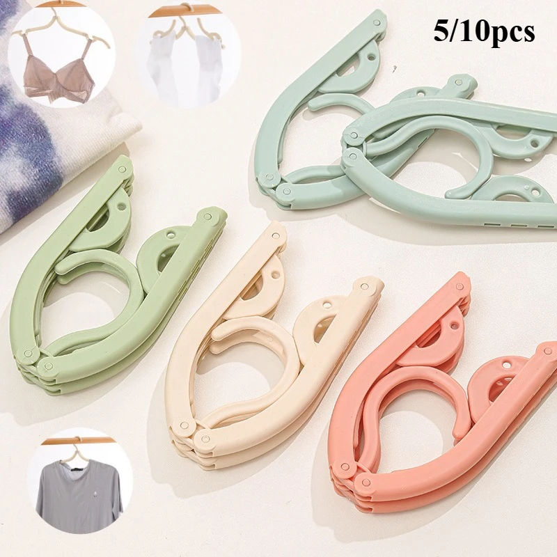 5/10pcs Portable Ultralight Folding Clothes Hanger Space Saving for Home, Dormitory, Travel, Outdoor Activities Random Color