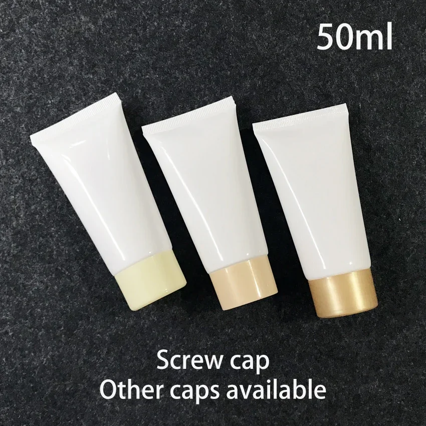 

50 X 50ml White Empty Plastic Cosmetic Tubes 50g Facial Cleanser Hand Cream Lotion Packaging Hosepipe Bottles Free Shipping