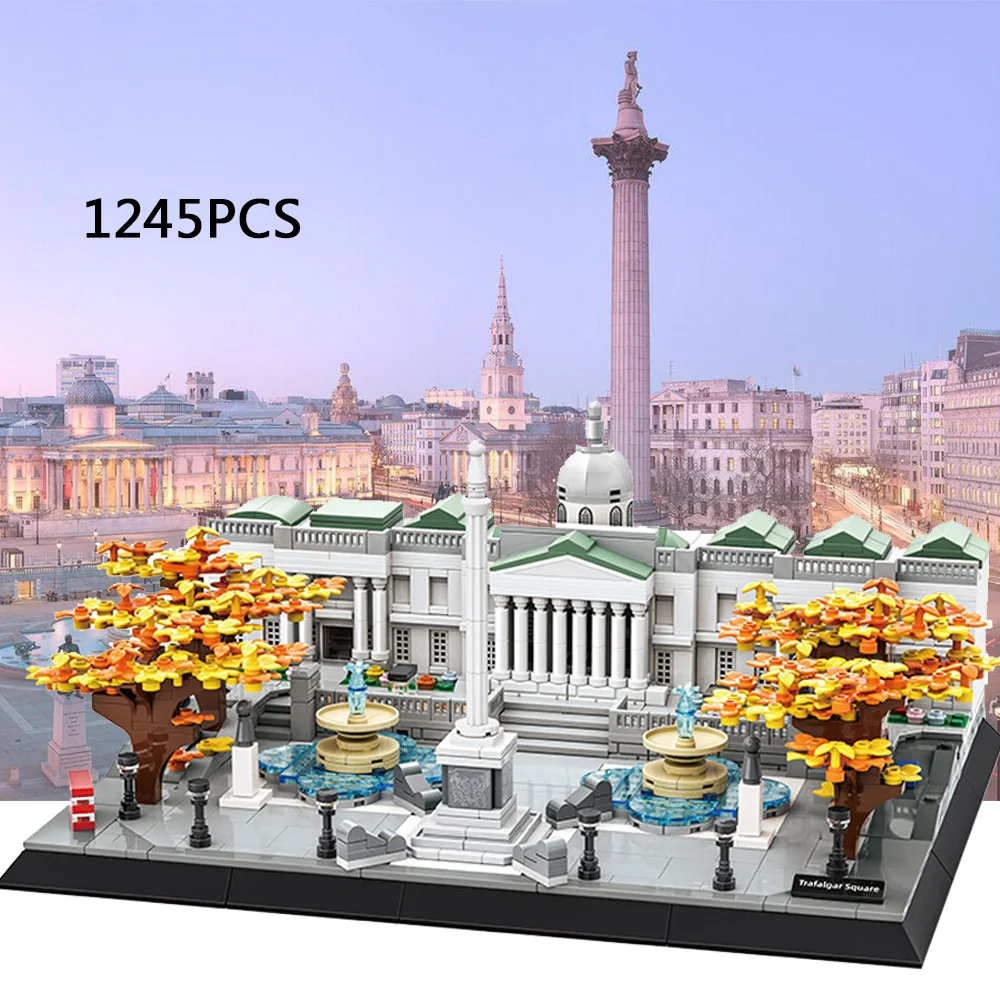 Architecture de fraises moderne, modèle carré Trafalgar, bloc de Construction créatif, Collection de jouets en briques de Construction d'angleterre et de londres