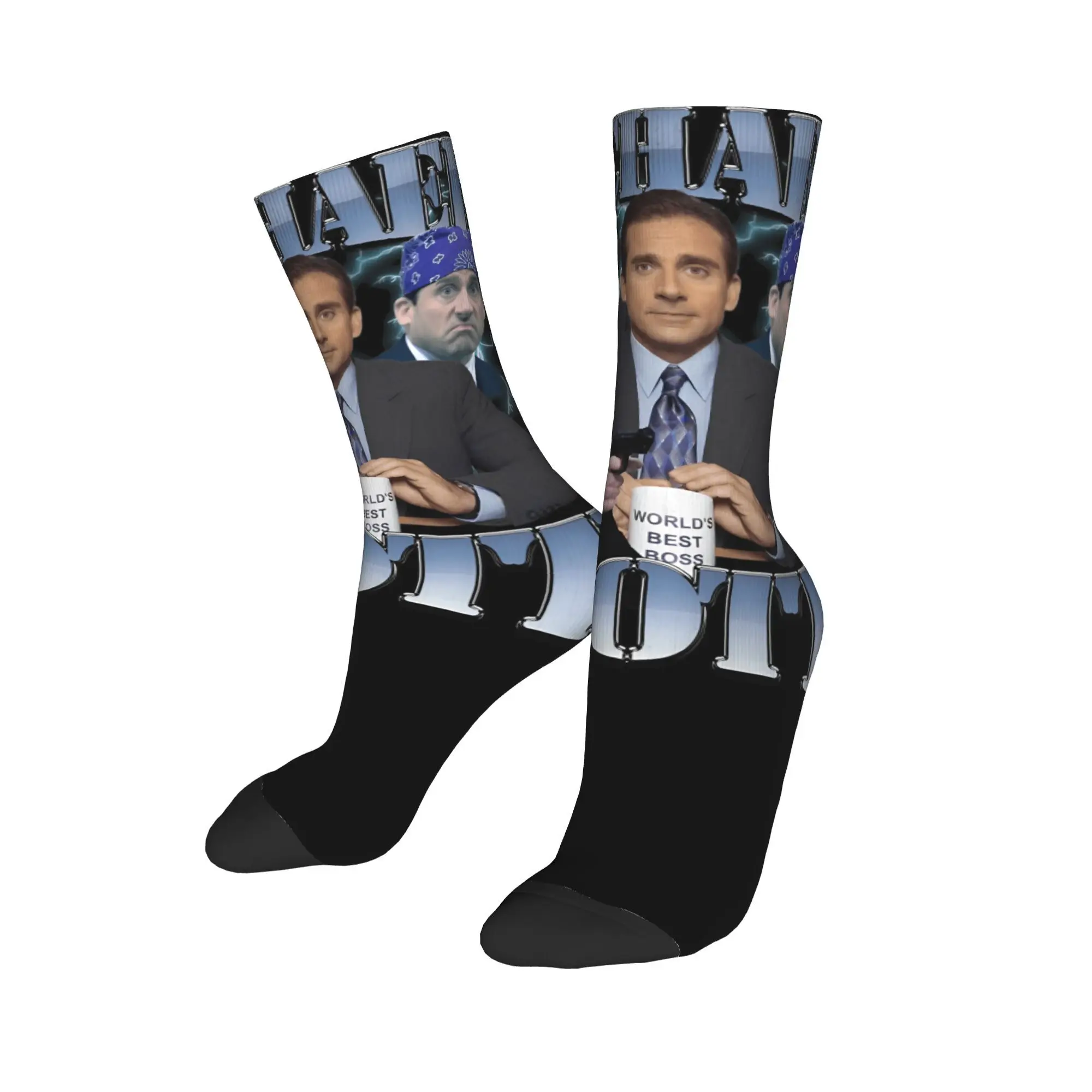 Michael S-Scotts The Offices Socks  Vintage Stockings Men's Quality Climbing Socks Winter Graphic Anti Skid Socks