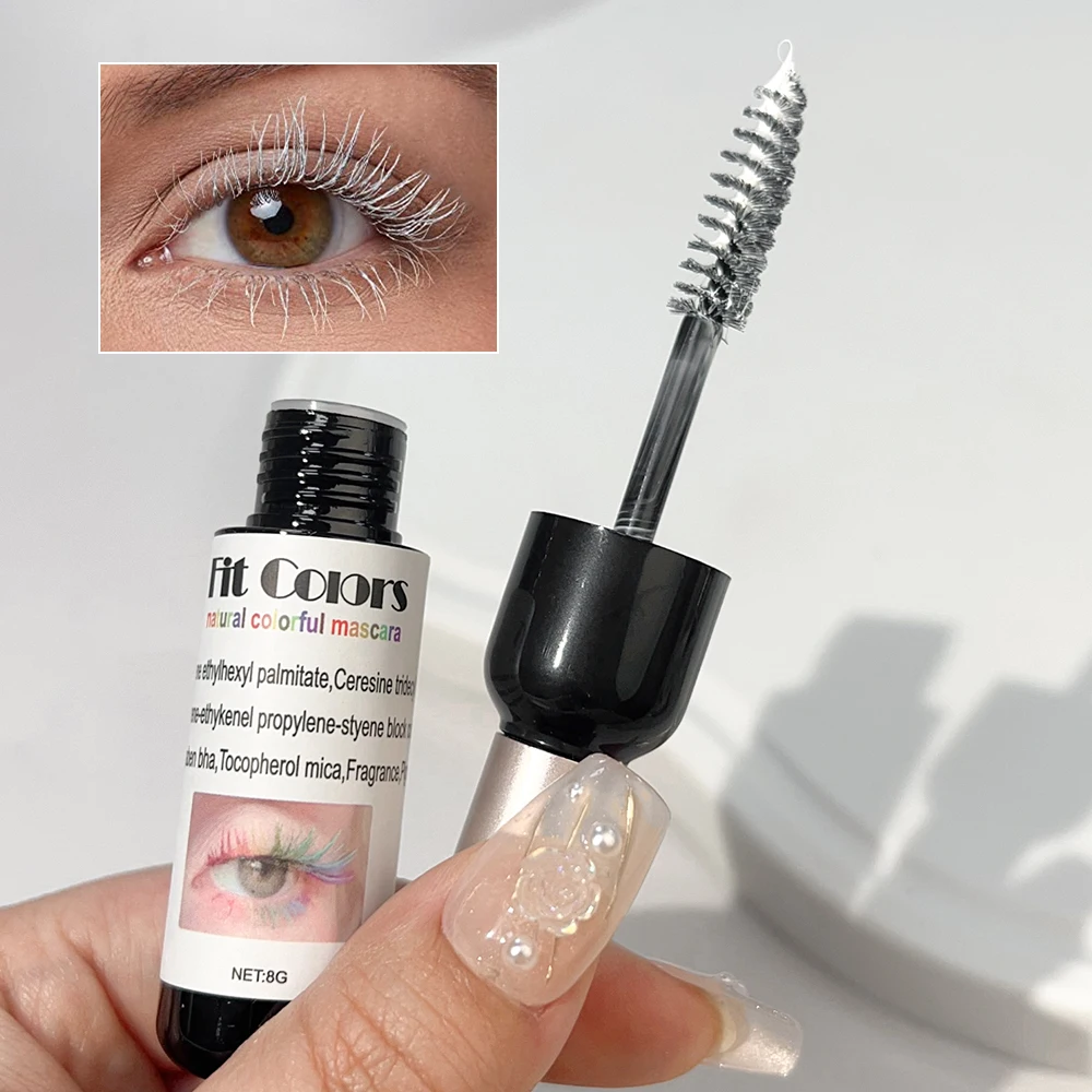 Natural Color Mascara Long Lasting Blue White Green Pink Black Eyelash Non-smudding Fast-Dry Curling Enhanced Volume Eye Makeup