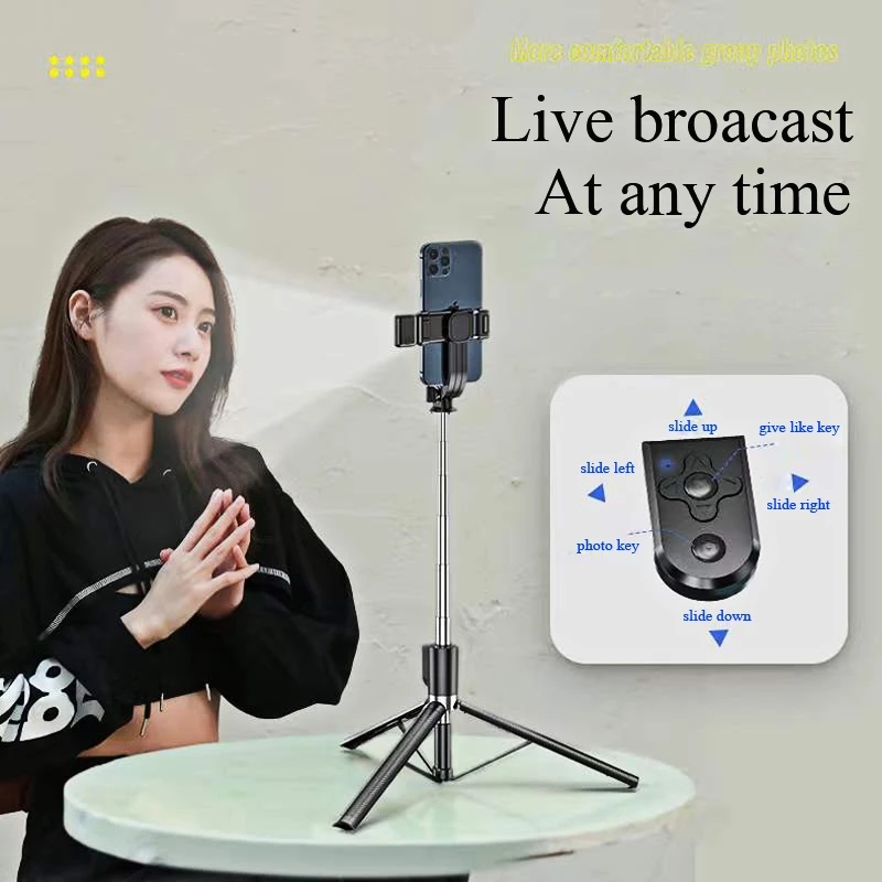 1.67M Long Extended Bluetooth Wireless Selfie Stick Live Broacast Stand Holder Tripod Foldable With Fill Light For Smartphones