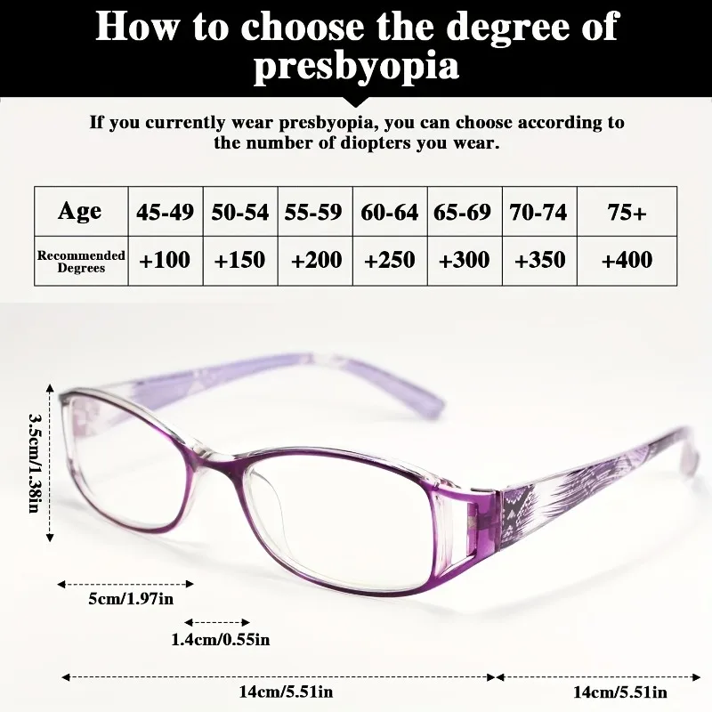 [+100~+400] Blumenmuster Anti-Blaulicht-Lesebrille, Modische Brille für Männer und Frauen, Kleine Gleitsichtbrille – Detail 7