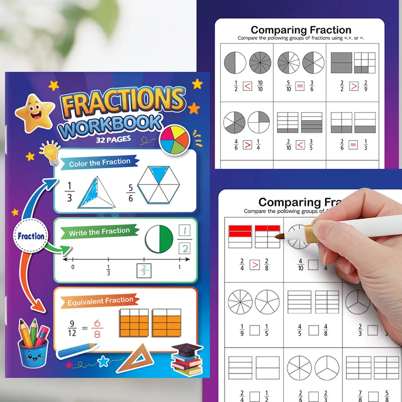 A Graphic Score Cognitive Exercise Book, Geometry Score Graphic Number Axis Equivalent Comparison Math Teaching Tool, 32 Pages