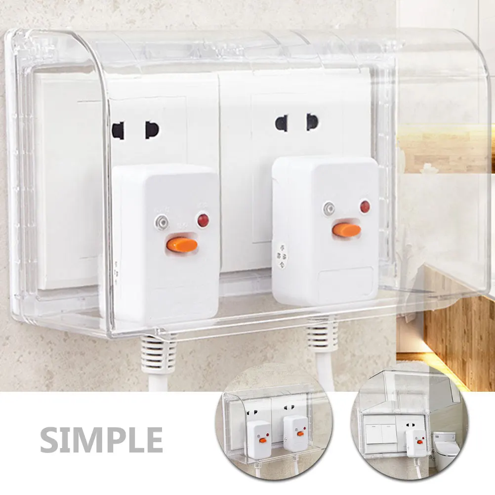 2pcs Waterproof Socket Wall Outlet Covers Self-Adhesive Plug Protectors Bathroom Electric Receptacle Covers Sturdy Plastic