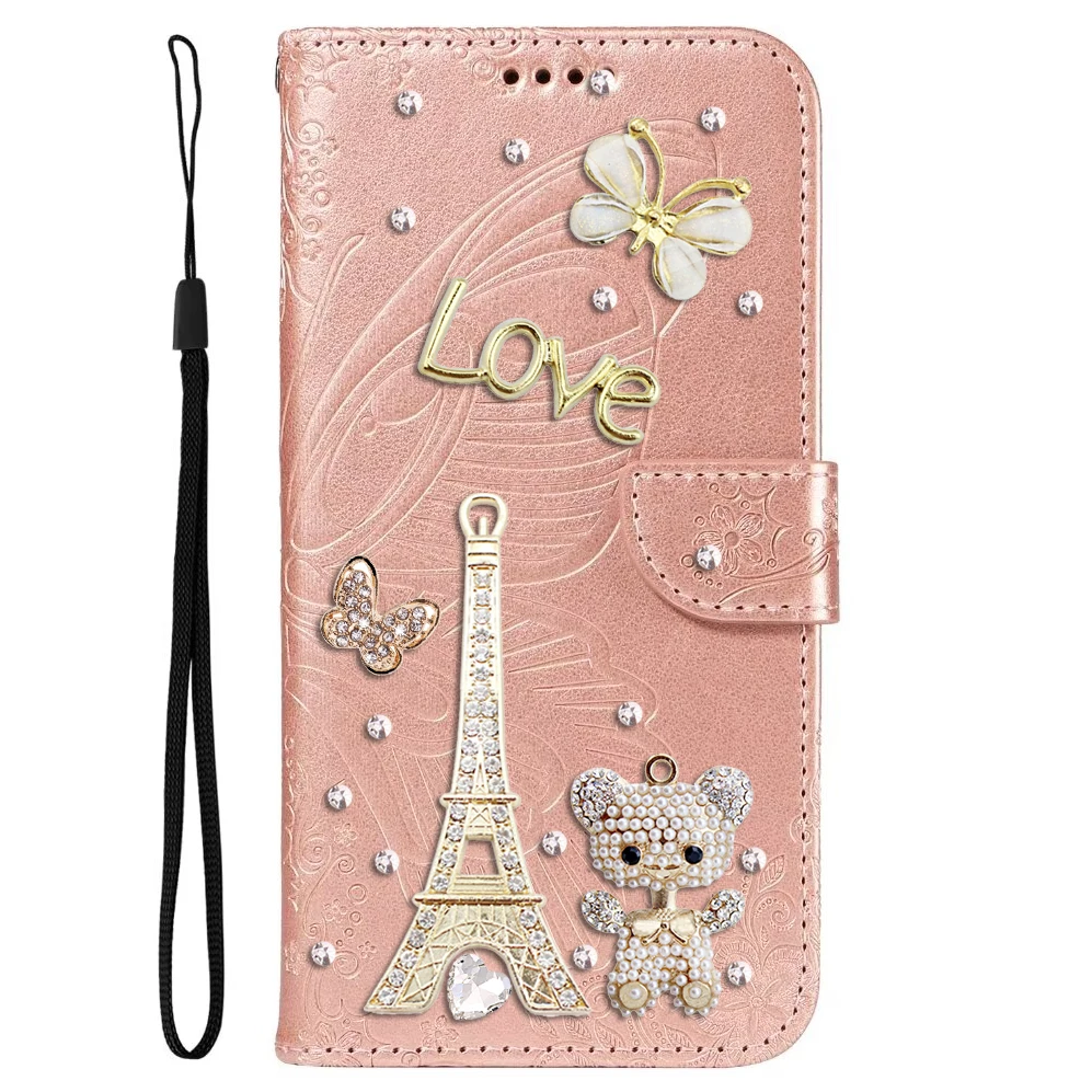 for Samsung Galaxy A50 Case A50S A30S A70 Case Premium PU Leather Cute Bear Wallet Case Card Slots Hands Free Kickstand & Strap