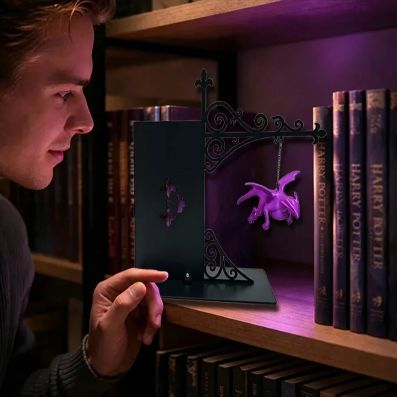 Magical Floating Dragon Bookshelf Lamp LED Flying Dragon Night Light Fantasy Reading Nook Decor Unique Gift for Book Readers