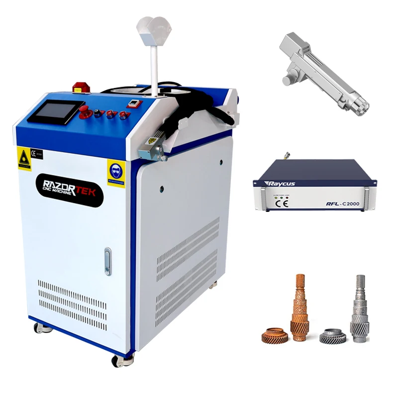 

Razortek cnc 1.5kw 2kw 3kw CE version Raycus fiber laser cleaning machine 1500w laser cleaner for metal steel plate rudt removal