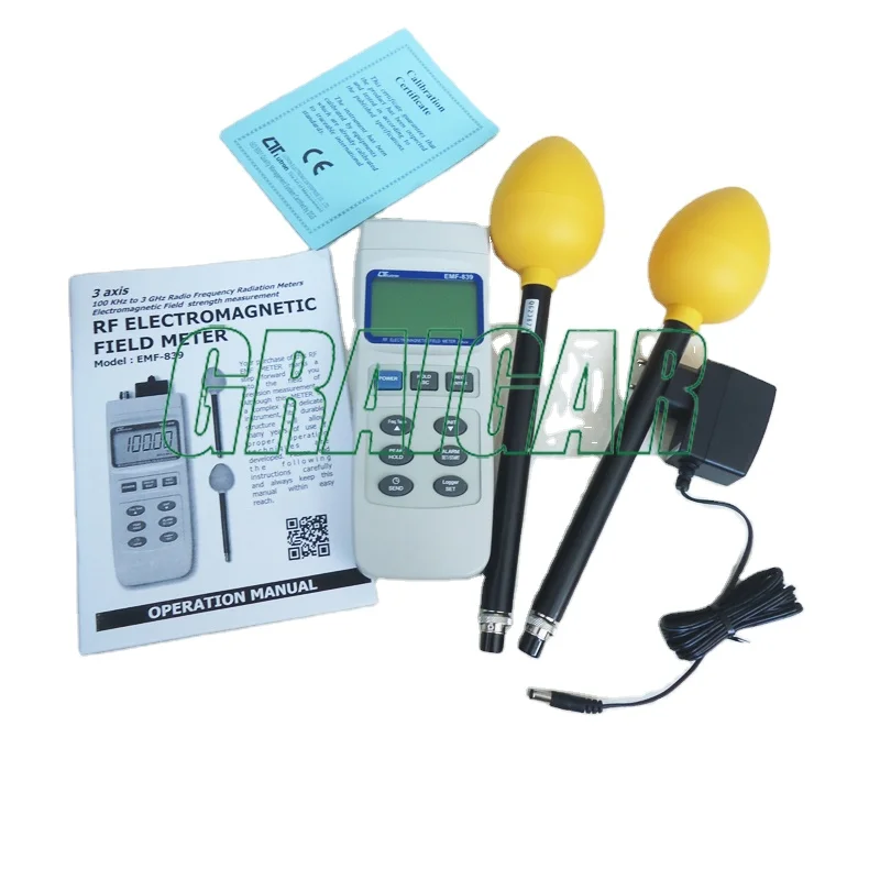 EMF-839 Double Probe EMF Frequency Electromagnetic Field Detector Meter EP-03H 100M-3GHz EP-04L100K-100M+