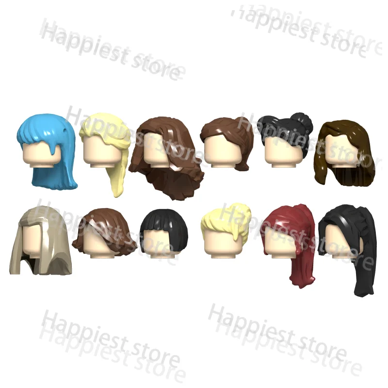 City Figures Hair Hairstyle Body Parts Building Blocks Accessories Character Man Woman Black Red Green Brown Hairs Toys