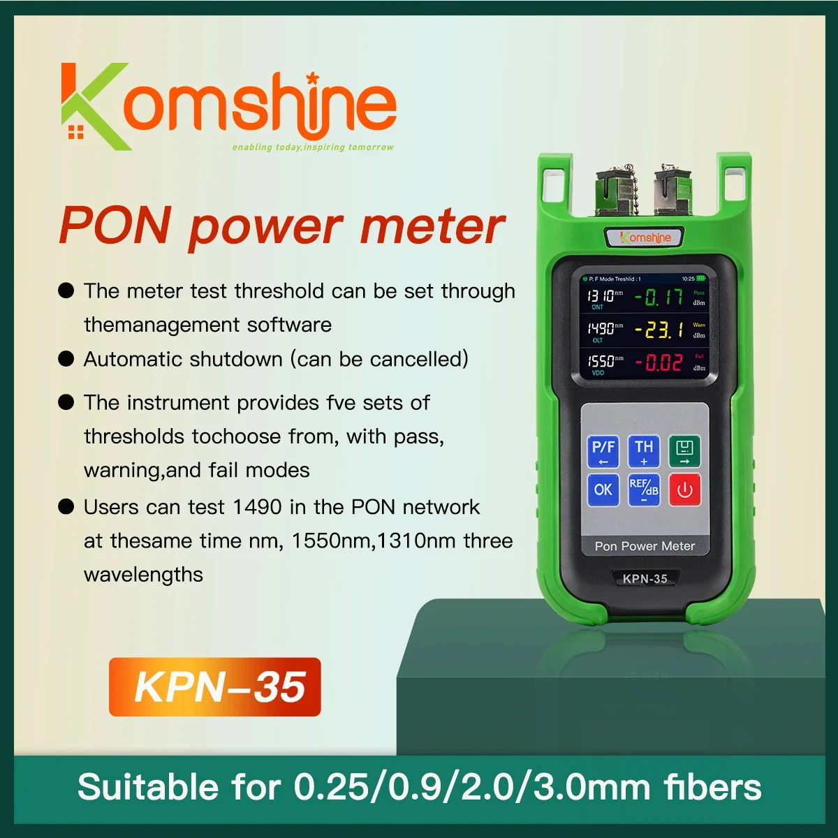 KPN-35 KOMSHINE PON Optical Power Meter 0.1 dB Resolution 1490nm 1550nm 1310nm for PON Network Testing