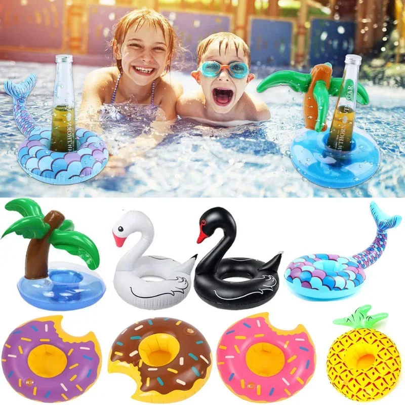 1PC Inflatable Float Cup Pad Swimming Pool Drink Cup Stand Holder Cute Drink Pool Mat For Kids Toy Summer Pool Party Decorations