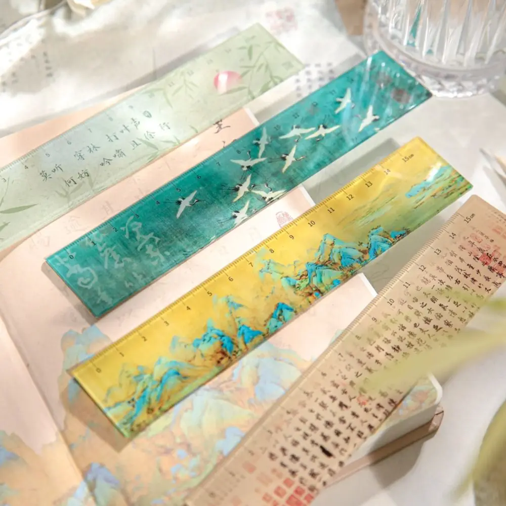 Creative DIY Drawing 15cm Straight Ruler Multifunctional Acrylic Math Drawing Ruler Bookmark Measuring Ruler Stationery